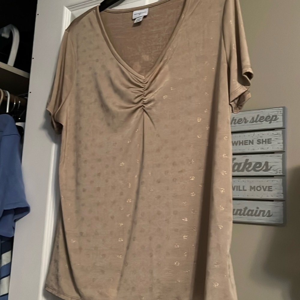 A slight v-neck blouse with gold stars. Night or evening wear. Once used